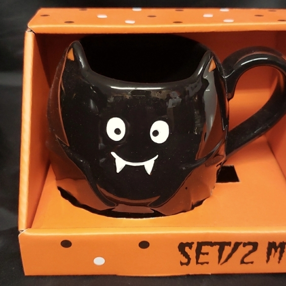 Lang NWT, NIB Set of 2 Halloween Mugs, Black Kitty Vampire and Ghost - Picture 6 of 7